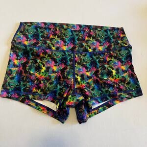 Peachy Athletic | "Peach Perfect" Rainbow Nebula Workout Booty Shorts - Medium